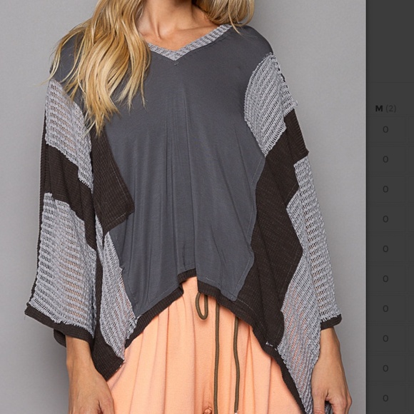 POL 86 POL V-Neck Crochet Detail Oversized Relaxed Fit Top BR28 - Picture 2 of 5